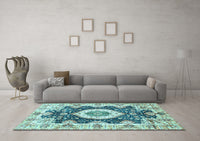 Machine Washable Abstract Light Blue Modern Rug, wshabs3197lblu