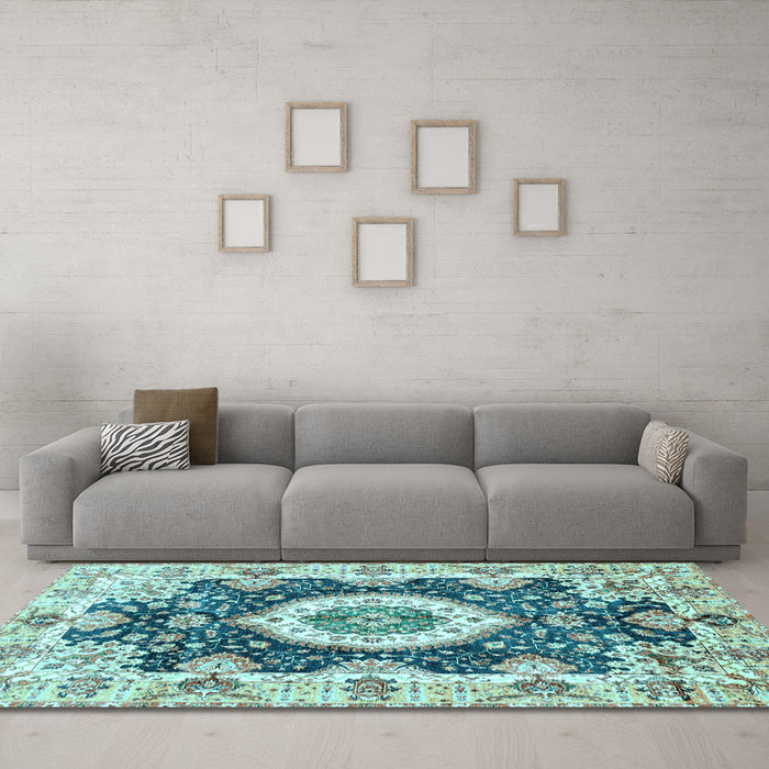 Machine Washable Abstract Light Blue Modern Rug in a Living Room, wshabs3197lblu