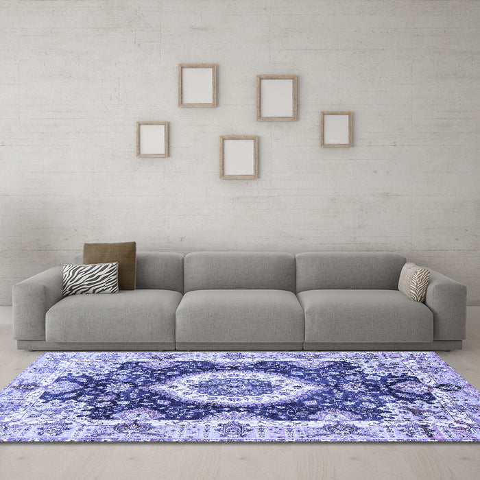 Machine Washable Abstract Blue Modern Rug in a Living Room, wshabs3197blu