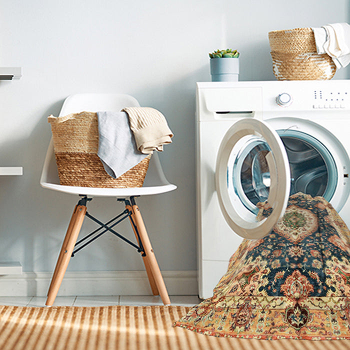 Machine Washable Abstract Chestnut Brown Rug in a Washing Machine, wshabs3197