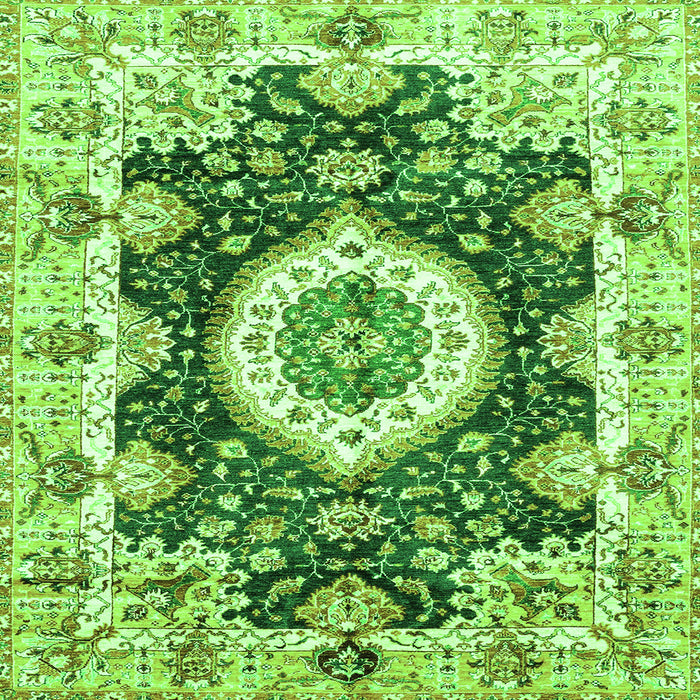 Square Machine Washable Abstract Green Modern Area Rugs, wshabs3197grn