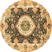 Round Machine Washable Abstract Brown Modern Rug, wshabs3197brn