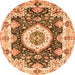 Round Abstract Orange Modern Rug, abs3197org