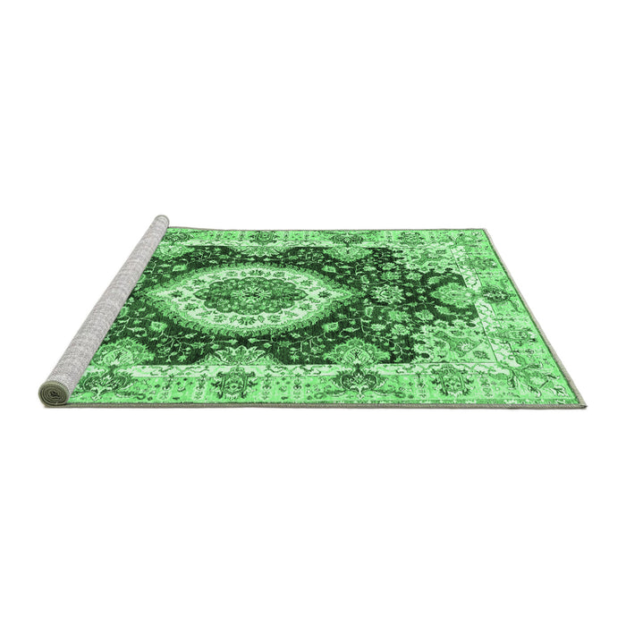 Sideview of Machine Washable Abstract Emerald Green Modern Area Rugs, wshabs3197emgrn