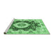 Sideview of Machine Washable Abstract Emerald Green Modern Area Rugs, wshabs3197emgrn