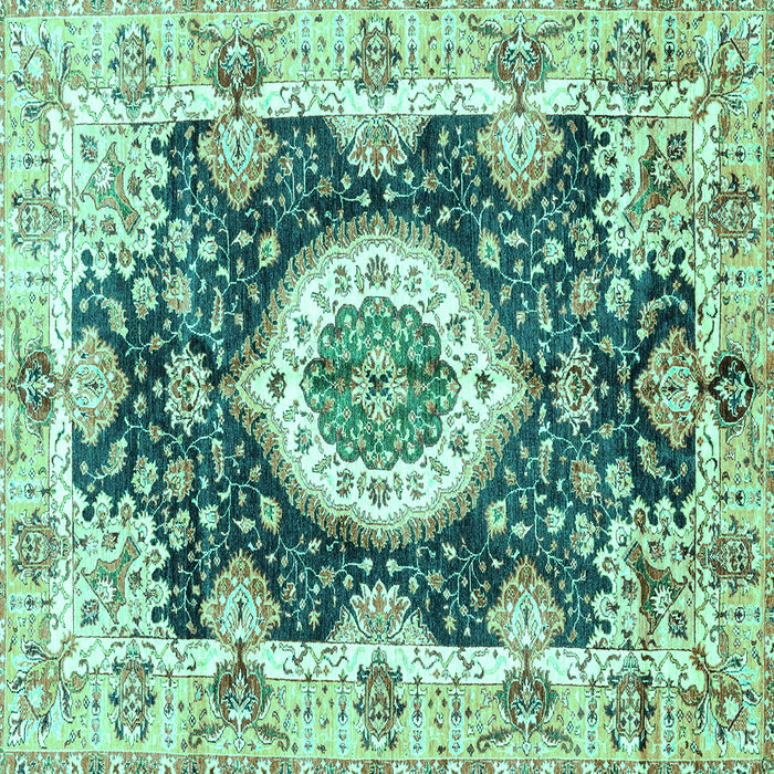 Square Machine Washable Abstract Turquoise Modern Area Rugs, wshabs3197turq
