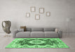 Machine Washable Abstract Emerald Green Modern Area Rugs in a Living Room,, wshabs3197emgrn