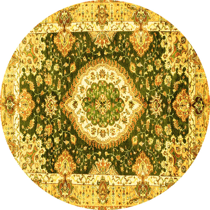 Round Machine Washable Abstract Yellow Modern Rug, wshabs3197yw