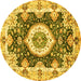 Round Machine Washable Abstract Yellow Modern Rug, wshabs3197yw