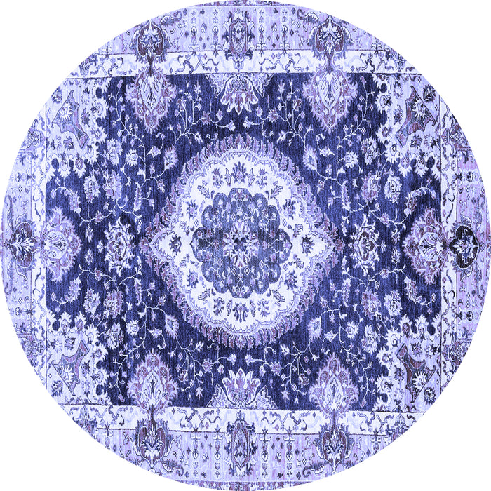 Round Abstract Blue Modern Rug, abs3197blu