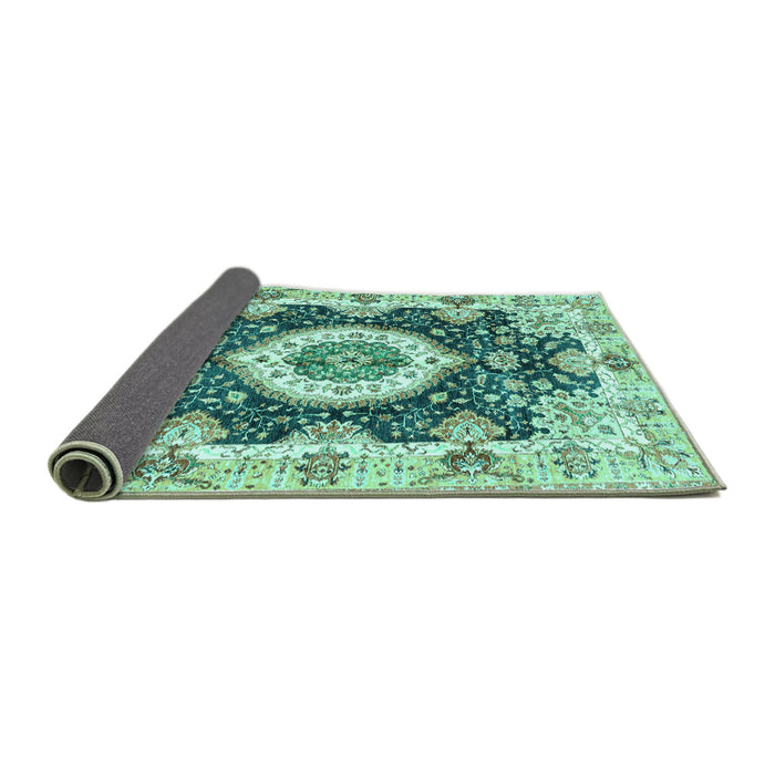 Sideview of Abstract Turquoise Modern Rug, abs3197turq