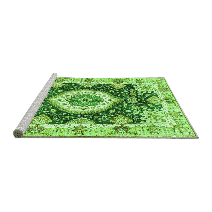 Sideview of Machine Washable Abstract Green Modern Area Rugs, wshabs3197grn