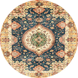 Round Abstract Chestnut Brown Modern Rug, abs3197