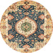 Round Abstract Chestnut Brown Modern Rug, abs3197