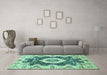 Machine Washable Abstract Turquoise Modern Area Rugs in a Living Room,, wshabs3197turq