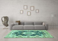 Machine Washable Abstract Turquoise Modern Rug, wshabs3197turq