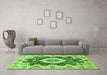 Machine Washable Abstract Green Modern Area Rugs in a Living Room,, wshabs3197grn