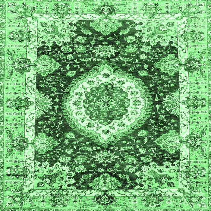 Square Machine Washable Abstract Emerald Green Modern Area Rugs, wshabs3197emgrn