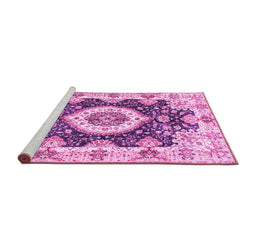 Sideview of Machine Washable Abstract Pink Modern Rug, wshabs3197pnk