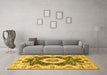 Machine Washable Abstract Yellow Modern Rug in a Living Room, wshabs3197yw