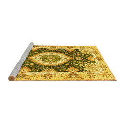 Sideview of Machine Washable Abstract Yellow Modern Rug, wshabs3197yw