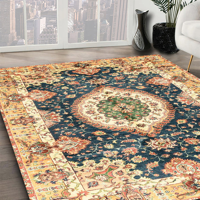 Machine Washable Abstract Chestnut Brown Rug in a Family Room, wshabs3197