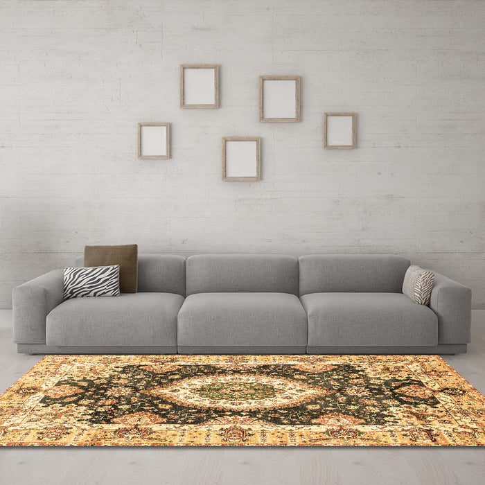 Machine Washable Abstract Brown Modern Rug in a Living Room,, wshabs3197brn