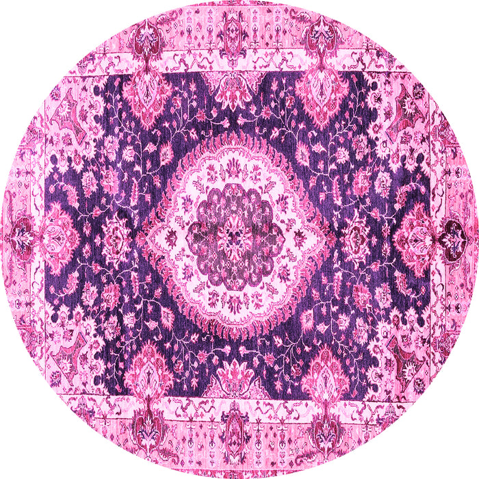 Round Abstract Pink Modern Rug, abs3197pnk