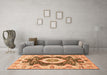 Machine Washable Abstract Orange Modern Area Rugs in a Living Room, wshabs3197org