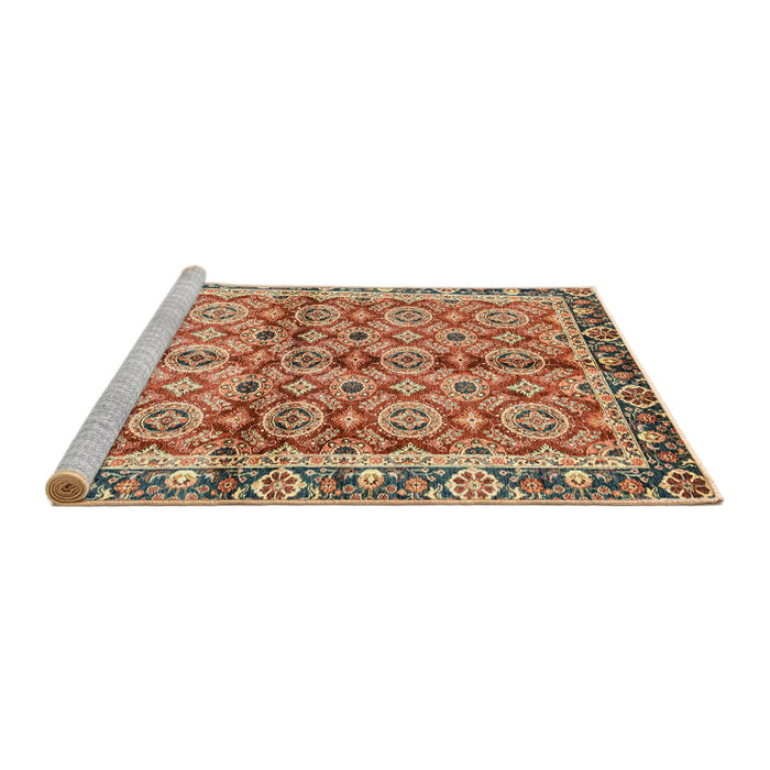 Sideview of Machine Washable Abstract Brown Sugar Brown Rug, wshabs3198