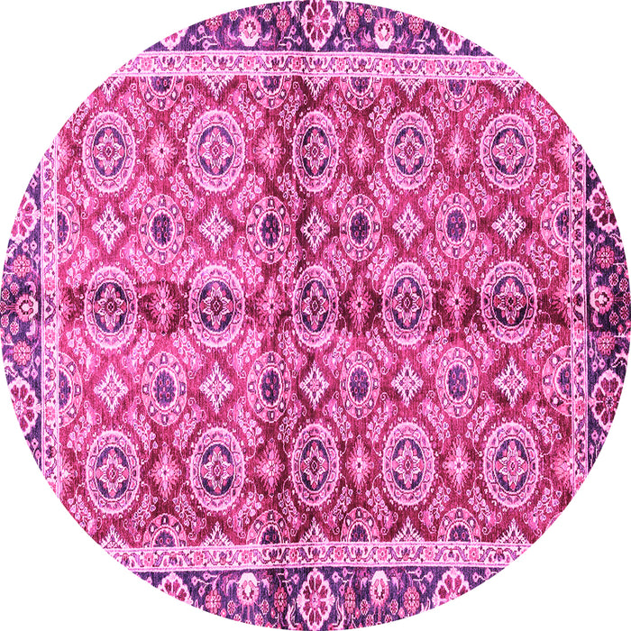 Round Oriental Pink Traditional Rug, abs3198pnk