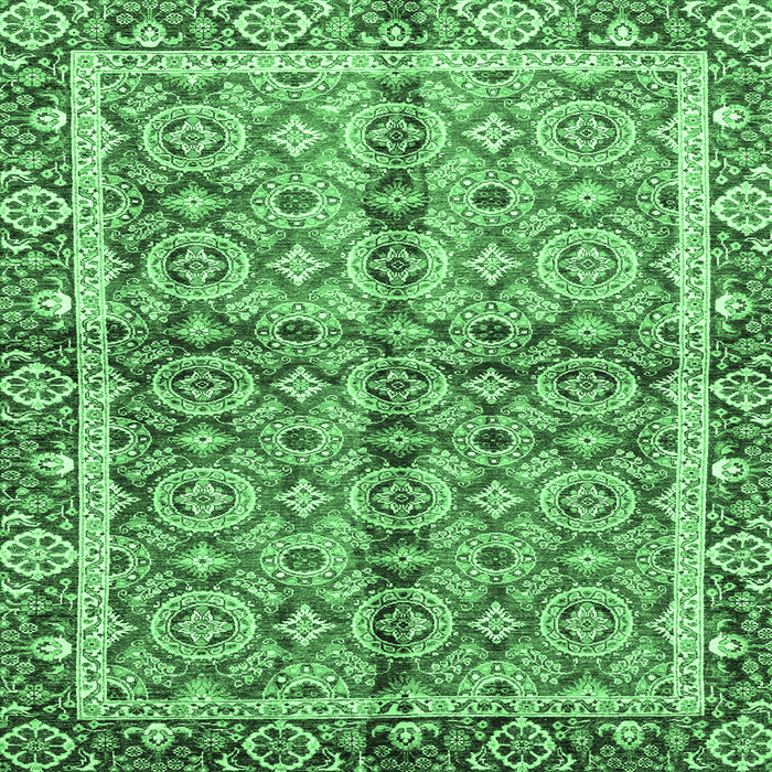 Square Oriental Emerald Green Traditional Rug, abs3198emgrn