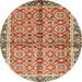 Round Machine Washable Abstract Brown Sugar Brown Rug, wshabs3198