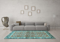 Machine Washable Oriental Light Blue Traditional Rug, wshabs3198lblu