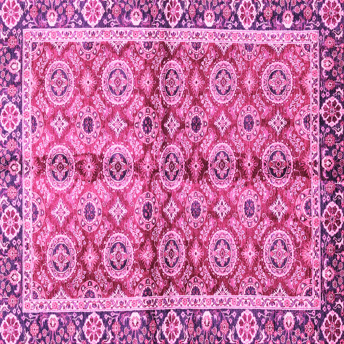 Square Machine Washable Oriental Pink Traditional Rug, wshabs3198pnk