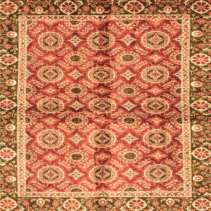 Square Machine Washable Oriental Orange Traditional Area Rugs, wshabs3198org
