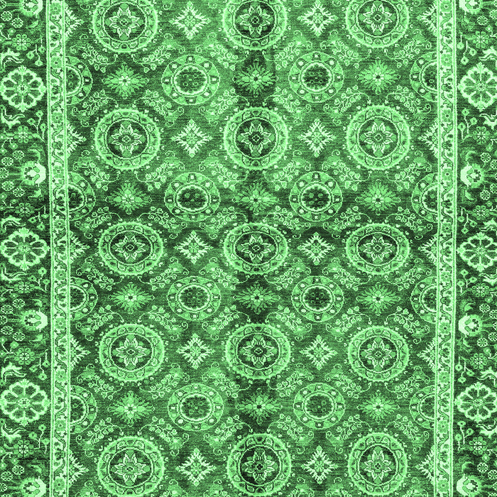 Machine Washable Oriental Emerald Green Traditional Area Rugs, wshabs3198emgrn