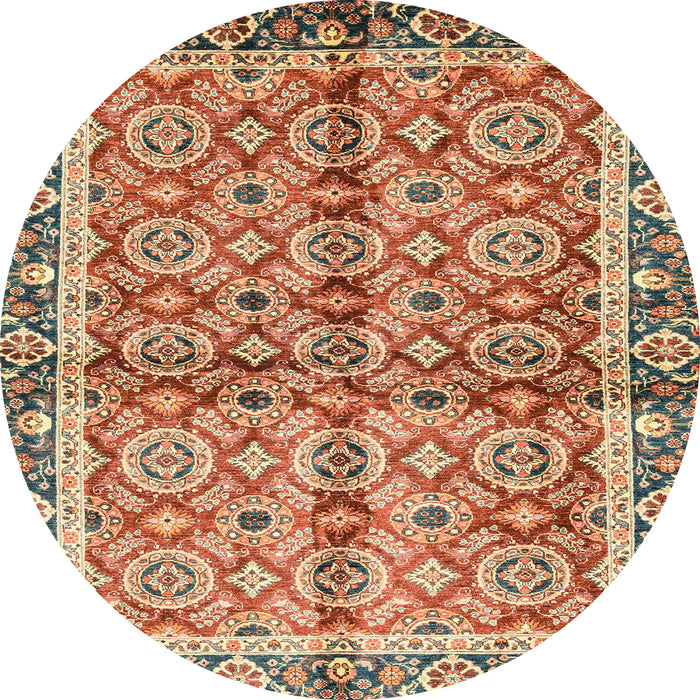 Round Abstract Brown Oriental Rug, abs3198