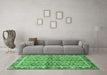 Machine Washable Oriental Emerald Green Traditional Area Rugs in a Living Room,, wshabs3198emgrn