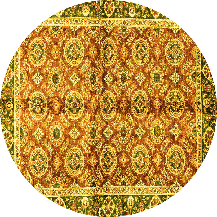 Round Oriental Yellow Traditional Rug, abs3198yw