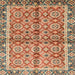 Square Abstract Brown Oriental Rug, abs3198