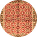 Round Oriental Orange Traditional Rug, abs3198org