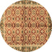 Round Machine Washable Oriental Brown Traditional Rug, wshabs3198brn