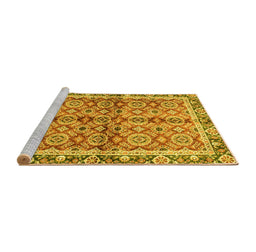 Sideview of Machine Washable Oriental Yellow Traditional Rug, wshabs3198yw