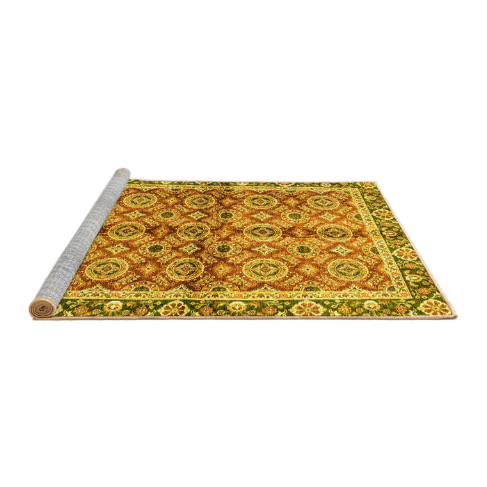 Sideview of Machine Washable Oriental Yellow Traditional Rug, wshabs3198yw