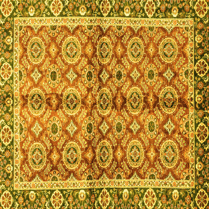 Square Machine Washable Oriental Yellow Traditional Rug, wshabs3198yw