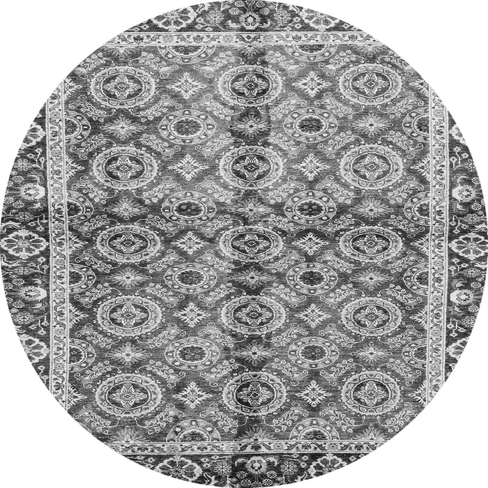 Round Machine Washable Oriental Gray Traditional Rug, wshabs3198gry