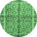 Round Oriental Emerald Green Traditional Rug, abs3198emgrn