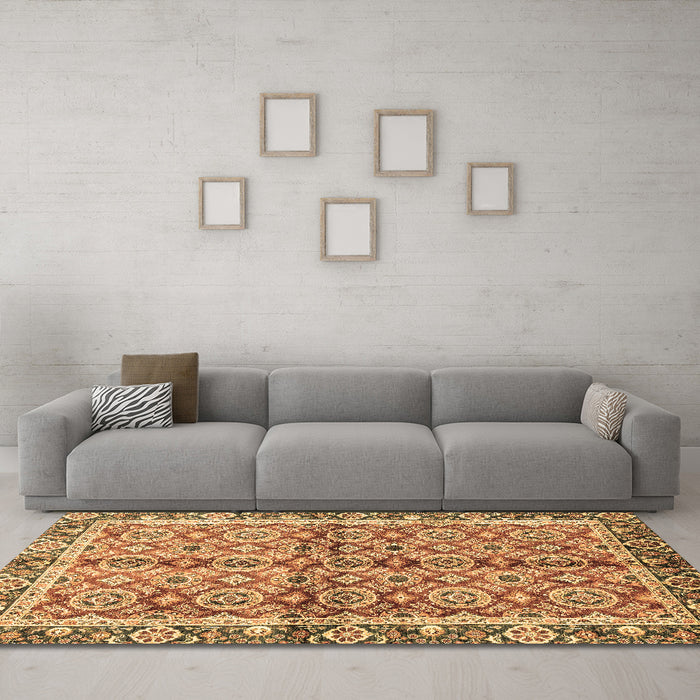 Machine Washable Oriental Brown Traditional Rug in a Living Room,, wshabs3198brn