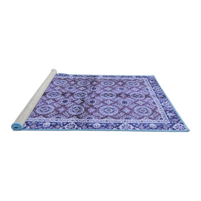Sideview of Machine Washable Oriental Blue Traditional Rug, wshabs3198blu